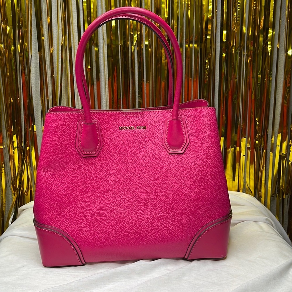 Michael Kors Mercer Corner Kors Studios Satchels Ultra Pink Medium Leather Bag - Picture 2 of 9
